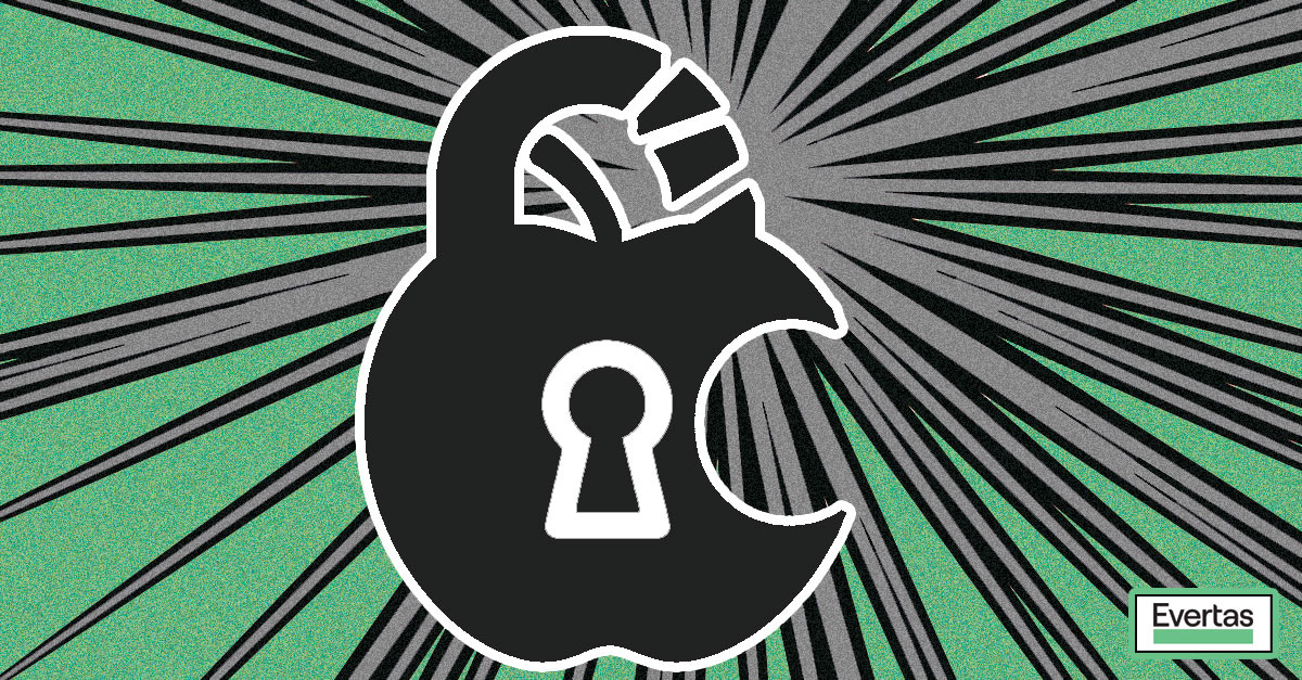 We Kill People Based on Metadata: How Apple Makes Us All Vulnerable illustration of an apple as a broken padlock